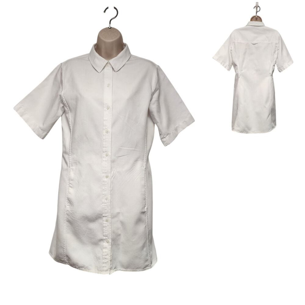 Banana Republic Womens Utility Short Sleeve Shirt Dress Color White Size Small